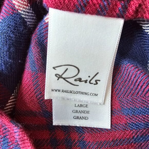 Rails Sloane Tie-Front Plaid Shirt Red/Blue Button-Up Lightweight Soft Size L - Picture 5 of 12